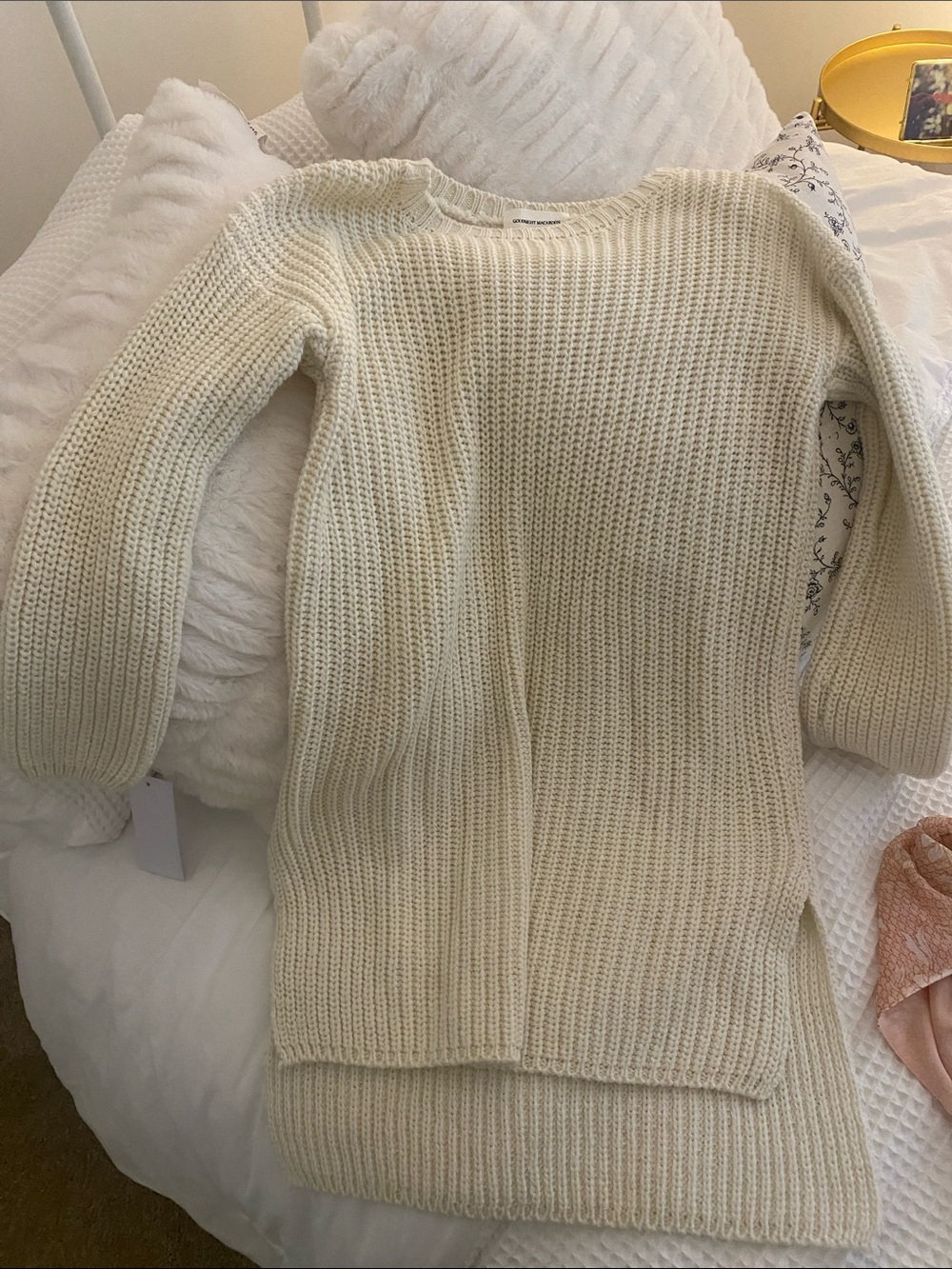 Goodnight Macaroon Cream Ribbed Crewneck Sweater